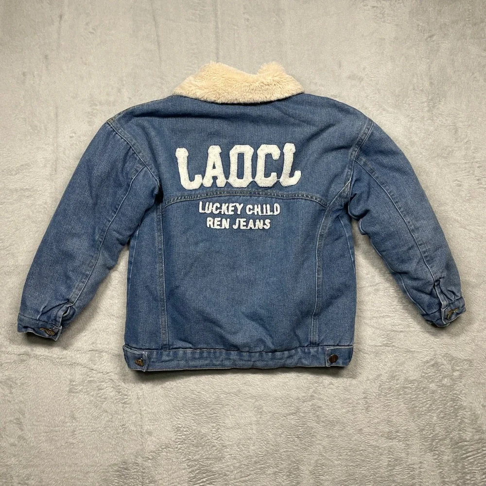 Topman Denim Jacket Boys 150 Blue Sherpa Lined LAOCL Luckey Child Ren Jeans